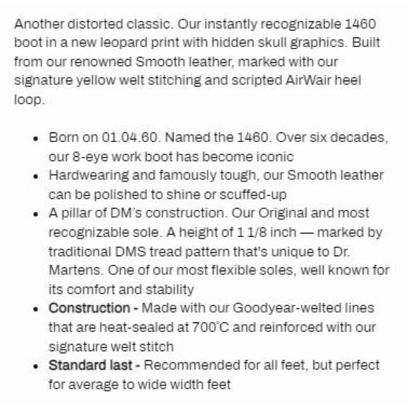 Dr. Martens 1460 Women's Gray Loud Leopard Smooth Leather Lace Up Boots UK 5 NIB - Picture 14 of 15